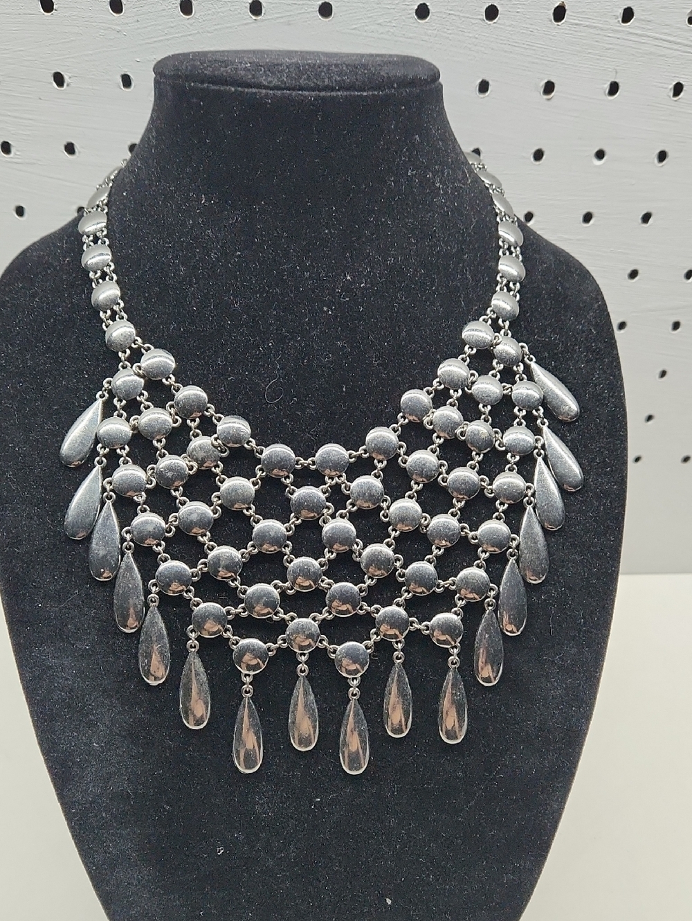 Silver Statement Bib Necklace - Women's Fashion Jewelry